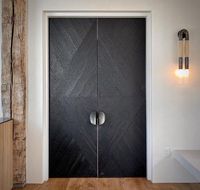 Portes extérieures OUNA, porte de sécurité moderne en aluminium avec fonction ignifuge, entrée principale résidentielle pour villa