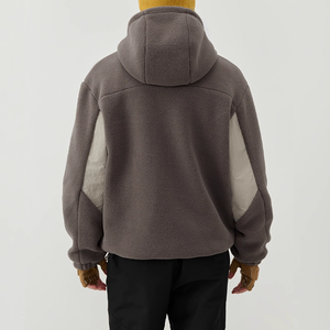 Venta al por mayor de dos vías de cremallera de costura gruesa cálida de lana <span class=keywords><strong>Polar</strong></span> Unisex Sudadera con capucha suelta de piel de cordero de los hombres chaqueta de invierno - Product Image 3