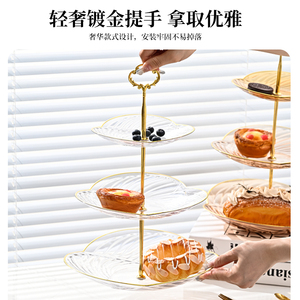 Moderne Dreistöckige Obstplatte mit Metallgriff Lebensmittelechter Kunststoff Dessert-Servierteller Cupcake-Halter für Geburtstagsfeiern - Product Image 2