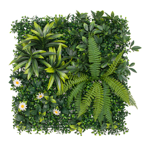 P18 Décoration intérieure extérieure <span class=keywords><strong>Herbe</strong></span> de Milan en plastique avec chrysanthème blanc Écran de haie de confidentialité Mur de toile de fond de gazon artificiel - Product Image 1