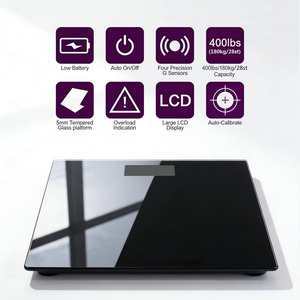 Báscula Digital de Plataforma Grande con Esquinas Redondeadas, de Vidrio Templado, con LED, 180 kg, Funciona con Batería, Báscula Personal para Baño - Product Image 2