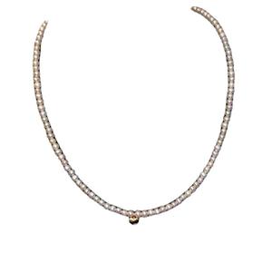 Simple Fresh Design Women's Natural Freshwater Millet Bead Necklace with Cat Eye Stone <b>Pendant</b> Collarbone Chain <b>Pearl</b> Necklaces - Product Image 5