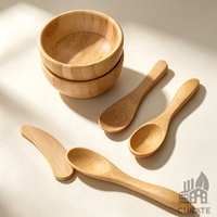 Ensemble de bols à mélanger pour masque facial en bambou écologique avec logo personnalisé, mini-bol naturel pour soins de la peau avec cuillère et spatule, outil pour masque de boue DIY