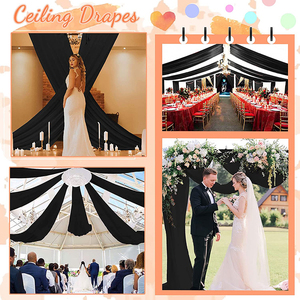 Rideaux de mariage blancs élégants des fournisseurs de plafond Ensemble de draperies de plafond en tissu Plafond de décoration de mariage - Product Image 3