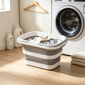 Foldable Laundry Basket Collapsible PP Clothes Bin <b>Portable</b> Storage Tub for <b>Washing</b> <b>Machine</b> Bathroom Kitchen - Product Image 1