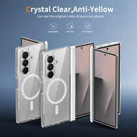 Coque de téléphone transparente avec protection latérale pour Samsung Galaxy Z Fold 7 8, anti-jaunissement, magnétique, transparente, résistante aux chocs, Fundas