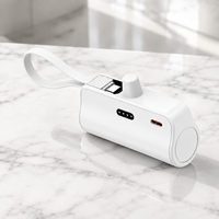 Batterie externe compacte portable blanche 5000 mAh avec câble intégré et indicateur LED, prise directe, entrepôt Allemagne