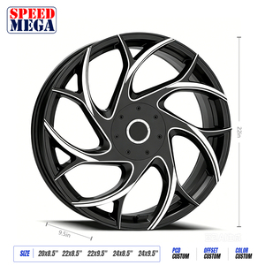 ล้อแม็กซ์หน้าเจียรขอบ 26x12J สำหรับรถกระบะ ล้อแม็กซ์ขอบ 26x14J สำหรับรถ SUV ล้ออัลลอยสีดำสนิทสำหรับรถกระบะและ SUV - Product Image 3
