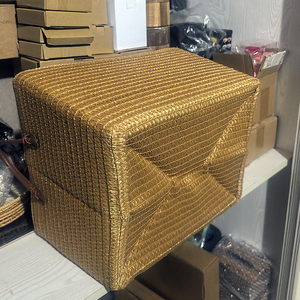 Keranjang Penyimpanan Anyaman Persegi Panjang dengan Pegangan, Keranjang Rotan Lipat untuk Mainan, Selimut, Desain Hemat Ruang - Product Image 5