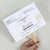 Programa DE BODA personalizado Fan Invitación DE BODA Tarjeta de ventilador de agradecimiento con mango de madera y lazo de cinta
