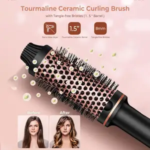 Customized Electric Ionic Ceramic Rolling Round Hair Curler Brush Heated Thermal Brush