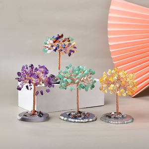 Barato Natural de cuarzo rosa cristal árbol piedras preciosas Chips piedra curativa ágata rebanadas Base Feng Shui adornos decoración del hogar - Product Image 5