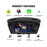 Layar Mobil Android 14 8.8" untuk BMW Seri 5 E60 E61/ Seri 3 E90 E91 E92 E93 Wireless CarPlay CCC Snapdragon 8-Core