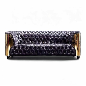 Sofá de Cuero Encerado Industrial Americano de Alta Gama Personalizado con Hebillas, Sofá de Espera para Salón de Belleza y Recepción de Oficina - Product Image 6
