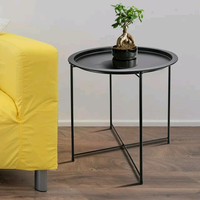 Combohome Plateau moderne en métal pour canapé Table d'appoint Tables basses à vendre Meubles de salon Petite table basse ronde noire