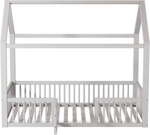 Maison d'arbre pour enfants <span class=keywords><strong>Lit</strong></span> en bois simple pour enfants 90X200 cm Base à latte blanche avec barrière de garde-robe et marches Cabine pour enfants - Product Image 5