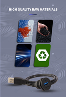 Conector USB 2.0 M22 de Montaje en Panel, Hembra, con Cable de Extensión para Equipos Industriales