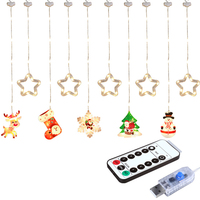 Guirlandes lumineuses LED de Noël, imperméables, Père Noël, rechargeables par USB, télécommande, lumières de rideau à intensité variable pour chambre à coucher
