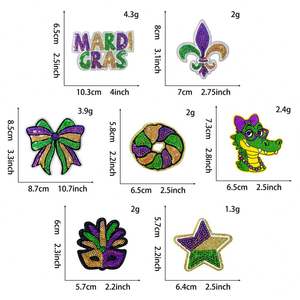 Autocollants en tissu brodés avec logo de la fête de carnaval de la Nouvelle-Orléans, masque King's Cake, patch à repasser, étiquette de broderie informatique - Product Image 2