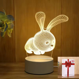 Nueva Lámpara Nocturna LED USB 3D Personalizable, Base de Acrílico Creativa para Mesa o Escritorio, para Habitación Infantil, Material ABS, Enchufe Central - Product Image 6