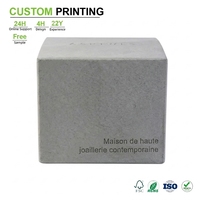 Cubo de Exhibición de Concreto Gris Personalizado con Texto Grabado para Exhibición de Joyería de Lujo Moderna, Empaquetado al por Mayor