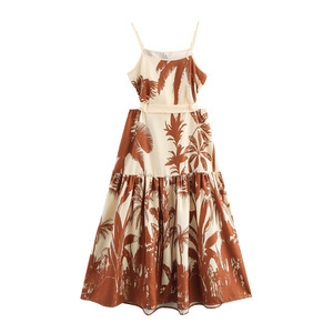 ODM Women's Sling <strong>Design</strong> <strong>Dress</strong> Spring Empire Waist Printed Long <strong>Dress</strong> Slim Fit All-Match Casual Wear - Product Image 5