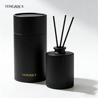 Nouvelle conception de diffuseur de parfum rond de luxe en verre, bouteille personnalisée de couleur carrée, diffuseur de parfum en verre avec boîte ovale