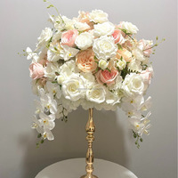 Centres de table pour décoration de mariage Décoration de boule de fleur de rose artificielle rouge profond Décor de boule de fleur rouge 4D 50cm 60cm