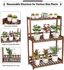 Holz <span class=keywords><strong>3</strong></span> Ebenen Pflanzenst änder Vertikales Pflanzen regal Indoor Outdoor Pflanzen regal, Balkon Wohnzimmer - Product Image 4