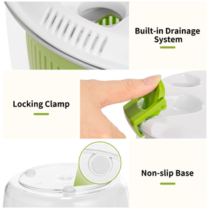 Grande essoreuse à salade manuelle de 5 L avec poignée rotative pour fruits, légumes, eau et huile, séchage rapide, préparation alimentaire rapide - Product Image 2