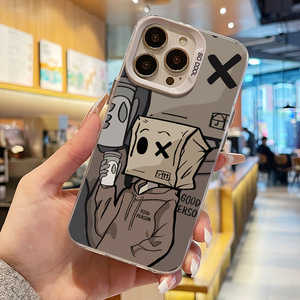 Ins hộp người đàn ông rất mát mẻ phim hoạt hình biểu tượng tùy chỉnh Silicone TPU điện thoại trường hợp bìa cho <span class=keywords><strong>Iphone</strong></span> 15 14 13 12 11 Pro Max cộng với - Product Image 1