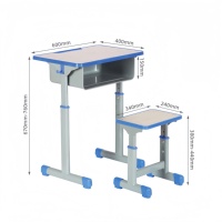 Meubles de campus modernes HDF Hauteur supérieure réglable Confortable Durable Table d'étude monoplace Formation à domicile Bureaux d'école de vente