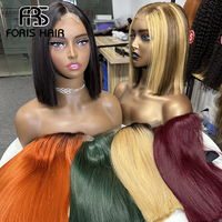 2x6 HD renda SDD Vietnam tulang rambut lurus transparan renda Bob pendek Wig pendek 12A rambut mentah vendor grosir untuk hitam wanita