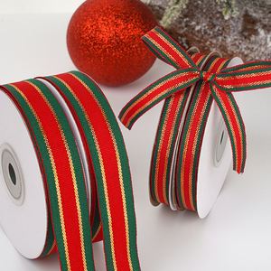 Christmas Valentine's Day 100% Polyester 10-25mm Red Green Grosgrain <b>Ribbon</b> Roll for Gift Wrapping Eco-Friendly Birthday/Wedding - Product Image 3