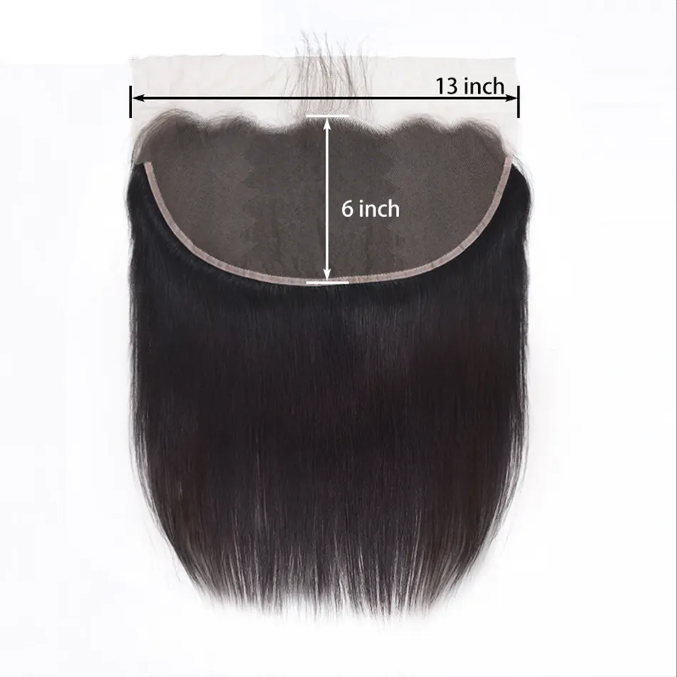 Brazilian Straight Pre Plucked Ear to Ear 13x6 Lace Frontal Closure With Baby Hair Free Part 10-20inch Remy 100% Human Hair