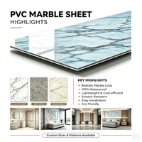 Panneaux PVC surface marbre, panneau mural en plastique WPC PVC, feuille PVC UV effet marbre