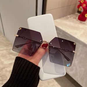 Gafas de Sol de lujo con incrustaciones de ladrillo Nuevo diseño Sin marco Gafas de Sol de protección solar para mujer - Product Image 4
