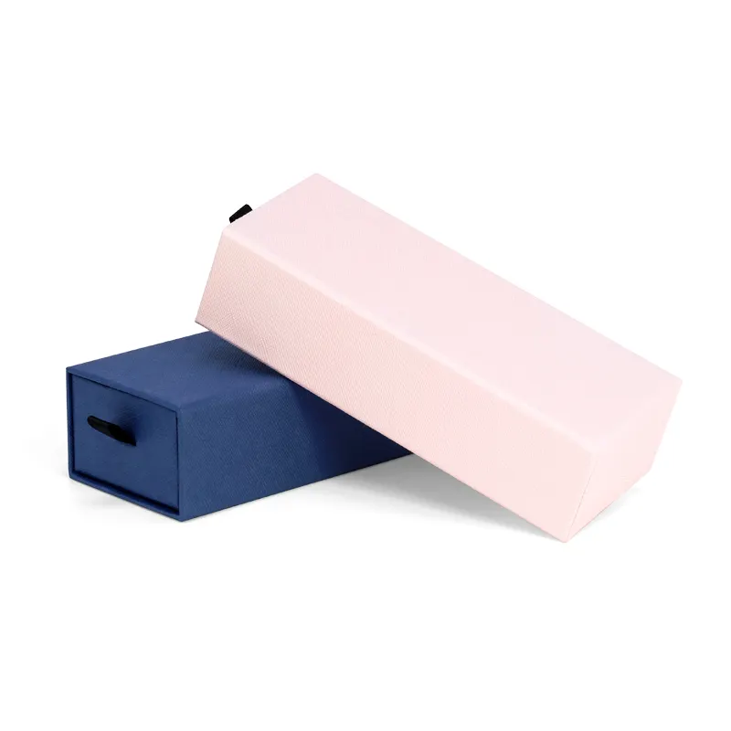Caja de regalo de pulsera de color rosa claro con logotipo personalizado, pendientes, collar, colgante, cajón, Material de papel, cajas de embalaje deslizantes para joyería