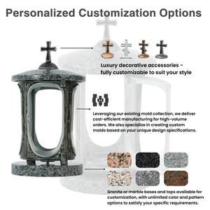 Индивидуальный дизайн, роскошный большой гранитный фонарь для могилы, мемориальный фонарь для кладбища, надгробный фонарь — лучший подарок на кладбище - Product Image 3