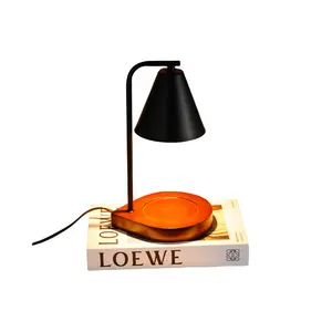 nordic style no open fire wooden base electric candle warmer wholesale lamp with adjustable dimmer