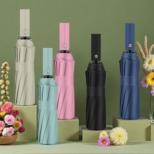 Custom logo Business Fully Automatic Travel Compact Windproof Lightweight Three Folding Strong Pongee Portable <b>Umbrella</b> Fold - Product Image 3