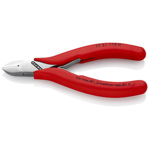 Cortador Diagonal para Electrónica KNIPEX 77 21 115 N con Junta de Transición y Revestimiento Plástico Antideslizante de 115 mm, Hecho en Alemania - Product Image 1
