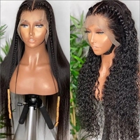 Perruque de luxe sans colle en cheveux humains bruts vietnamiens ondulés, densité 250, avec dentelle frontale HD 4x4 5x5, pour femmes noires, perruque frontale en dentelle abordable
