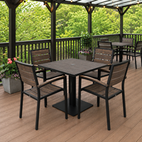 Mobilier d'hôtellerie en plastique et bois durable, ensemble de restaurant en aluminium et teck antique pour bistrots, cafés, tables et chaises de salle à manger