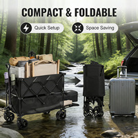 Chariot de camping double étage extra large pour extérieur, pliable et rétractable, avec support renforcé