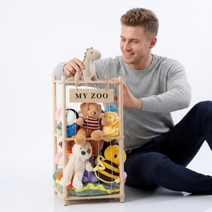 Organizzatore Giocattoli Multifunzione in Legno a Forma di <span class=keywords><strong>Ponte</strong></span> per Bambini con Elastici |   Contenitore Compatto Color Noce per Sala Giochi - Product Image 4