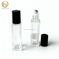 Flacon roll-on carré en verre de 9 ml pour huiles essentielles et parfums, rechargeable, avec bille roulante, logo personnalisé, marque privée, vente en gros