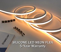 Ruban LED néon flexible en silicone étanche IP68 Ra95 24V 1800-3000K, contrôle de gradation PWM pour éclairage de façade, d'hôtel et d'escaliers