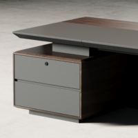 Escritorio Ejecutivo de Madera para Oficina, Escritorio Grande para Computadora con Gabinete Lateral con Cerradura para Muebles de Oficina en Casa