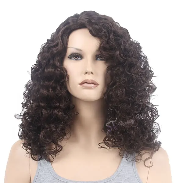 Germany Hot Sale 21" Natural Synthetic Wig Super Wave Curly Wig For African American Women